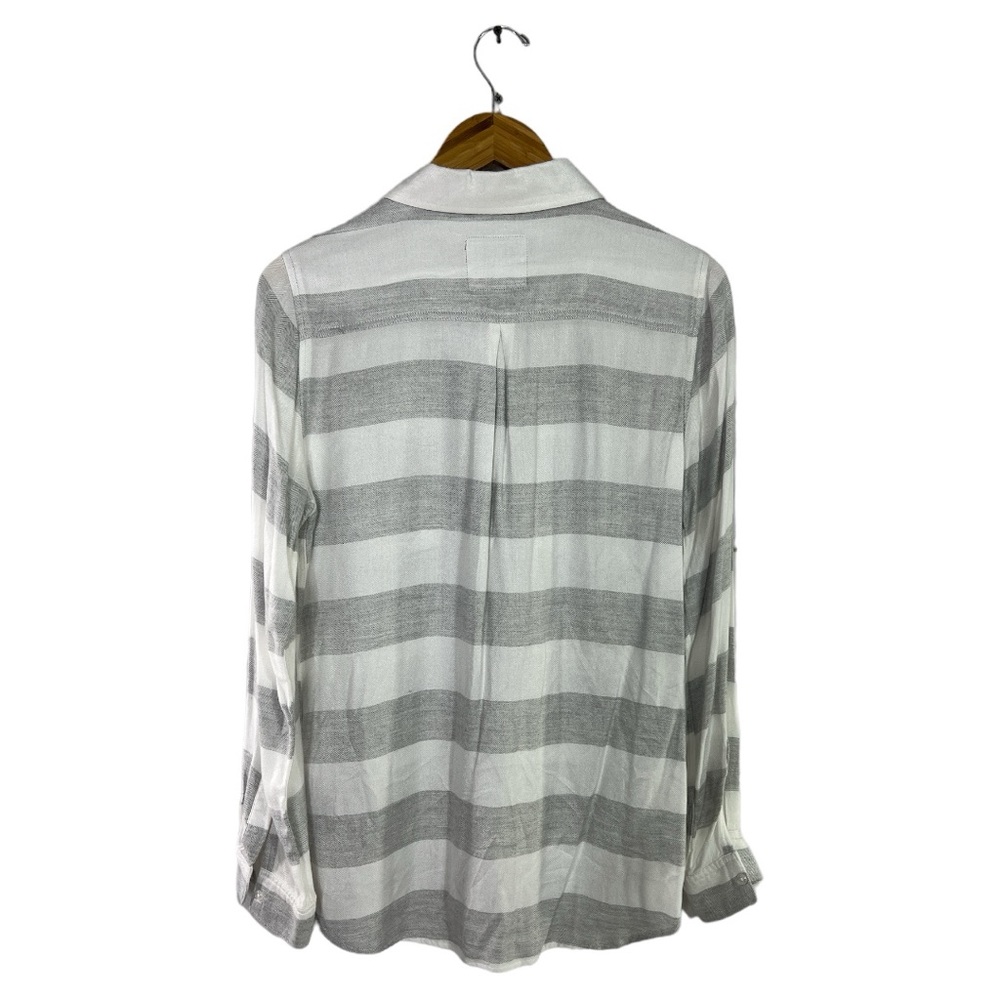 Rails Grey And White Stripe Rayon Button Down Shi… - image 5